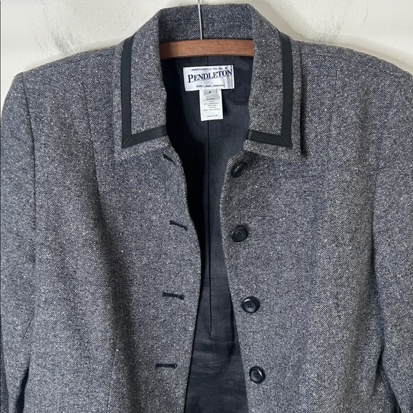 PENDLETON Gray Wool Silk Blend Blazer Office Academia Size 6 - Picture 13 of 15